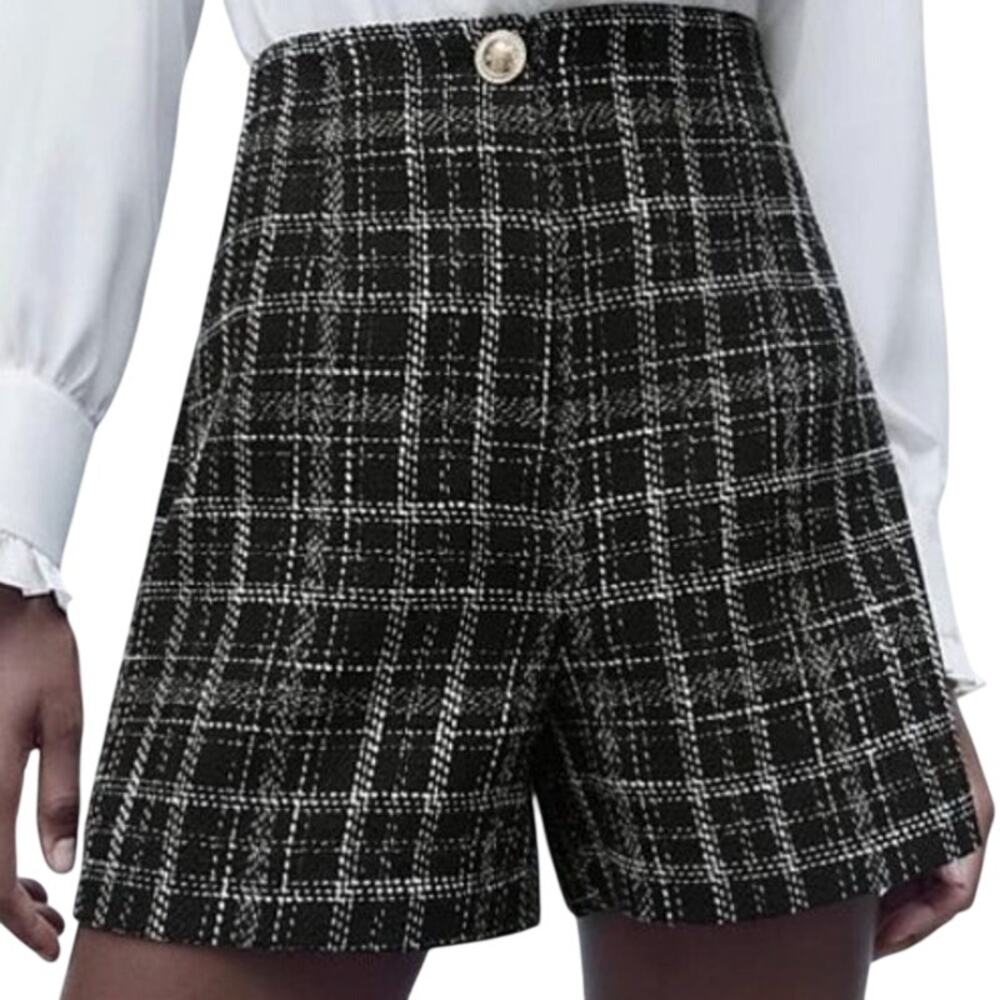 Zara Tweed High Rise Shorts Medium - Picture 1 of 4